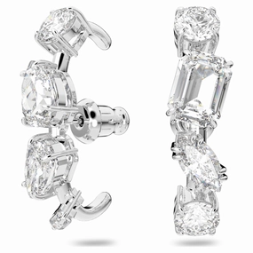 Swarovski Gema ear cuff, White, Rhodium plated Timeless Shape