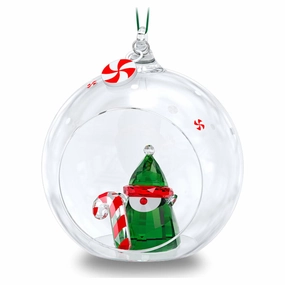 Vivid Glow Swarovski Holiday Cheers Santa??s Elf Ball Ornament