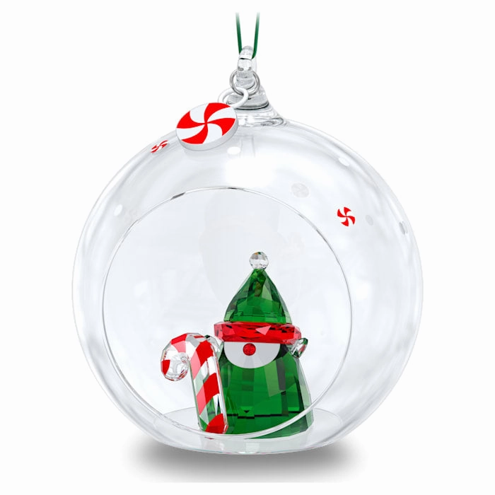 Vivid Glow Swarovski Holiday Cheers Santa??s Elf Ball Ornament