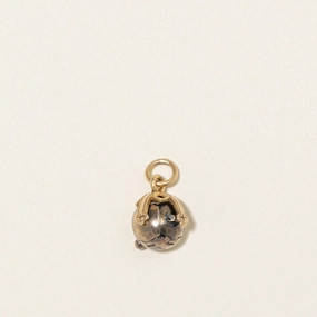 Evening Detail British Yellow Gold & Silver Engraved Sphere Puzzle Charm