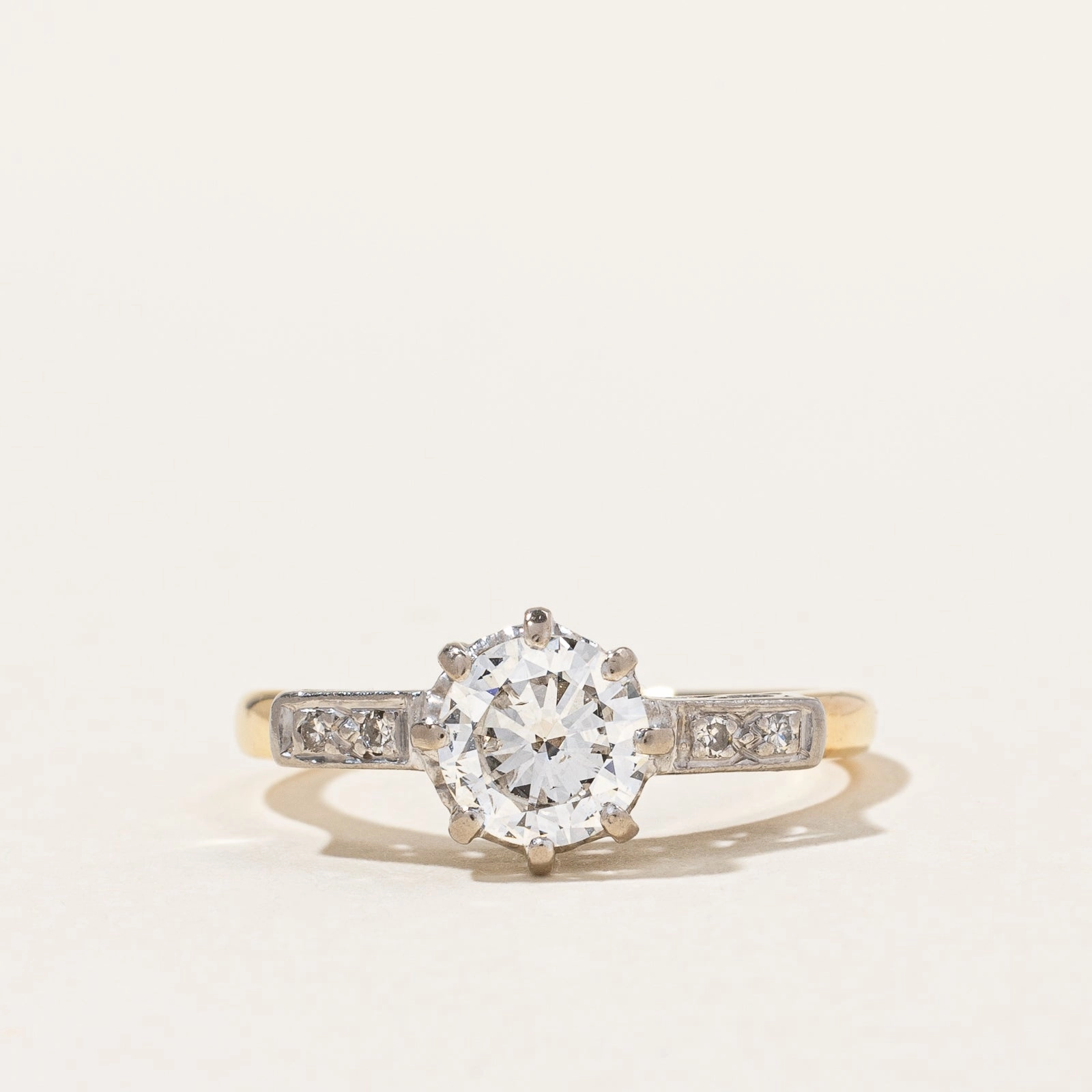 Edwardian Platinum & Yellow Gold Engagement Ring | 0.92 ctw, SZ 6.5 | Cozy Accent