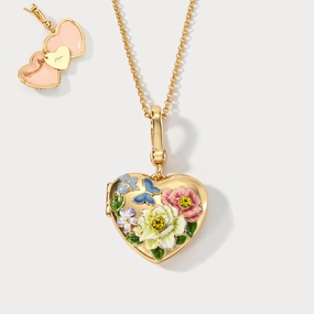 Flower Heart Shaped Locket Necklace Unique Adornment Vintage Present
