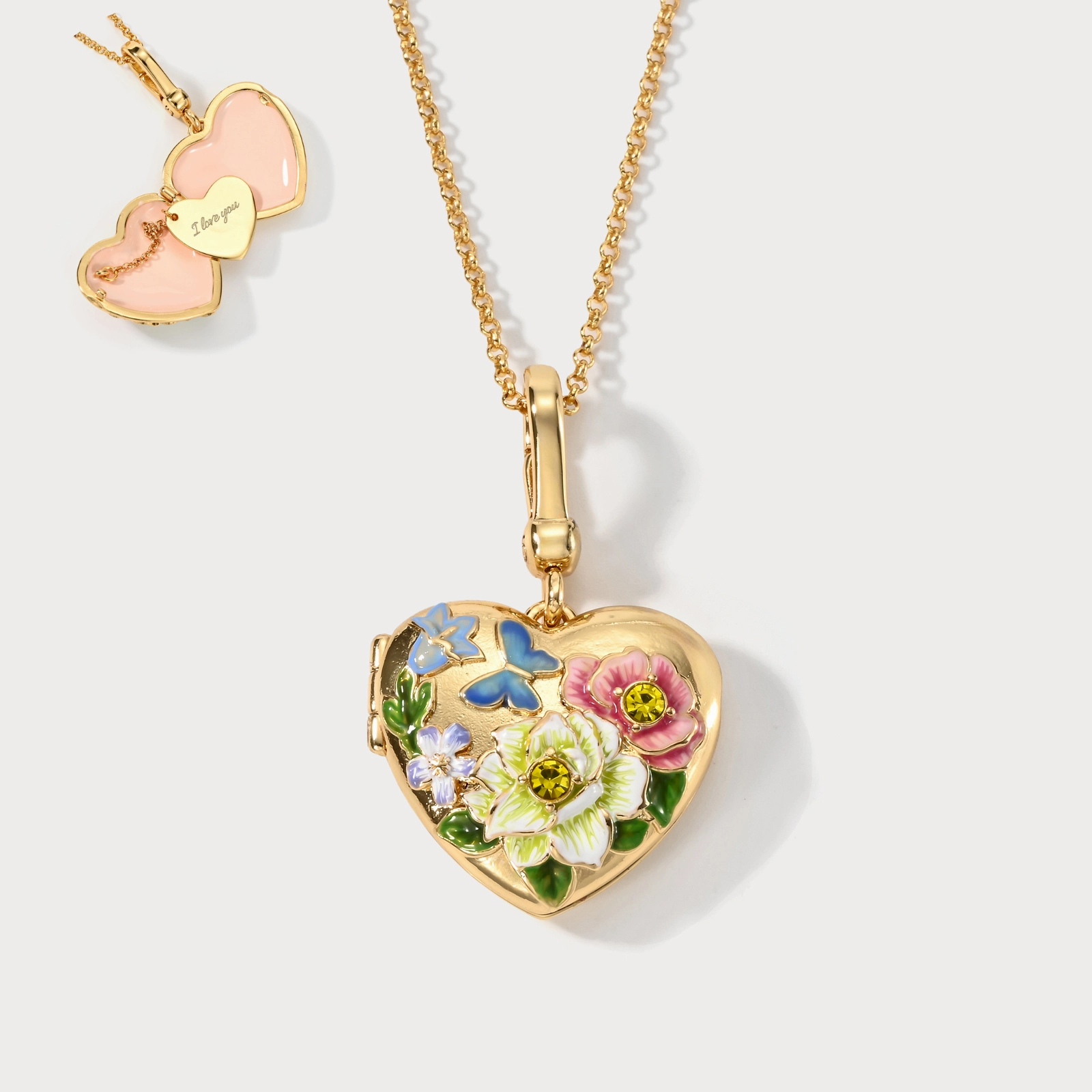 Flower Heart Shaped Locket Necklace Office Wear Item