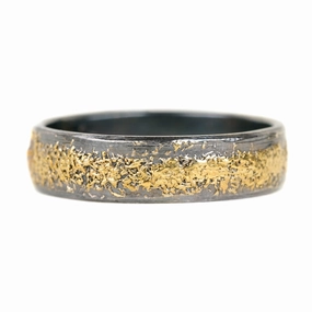 Layered Design Charming Gifts Warrior Band - 22ky Gold   Oxidized Argentium Silver