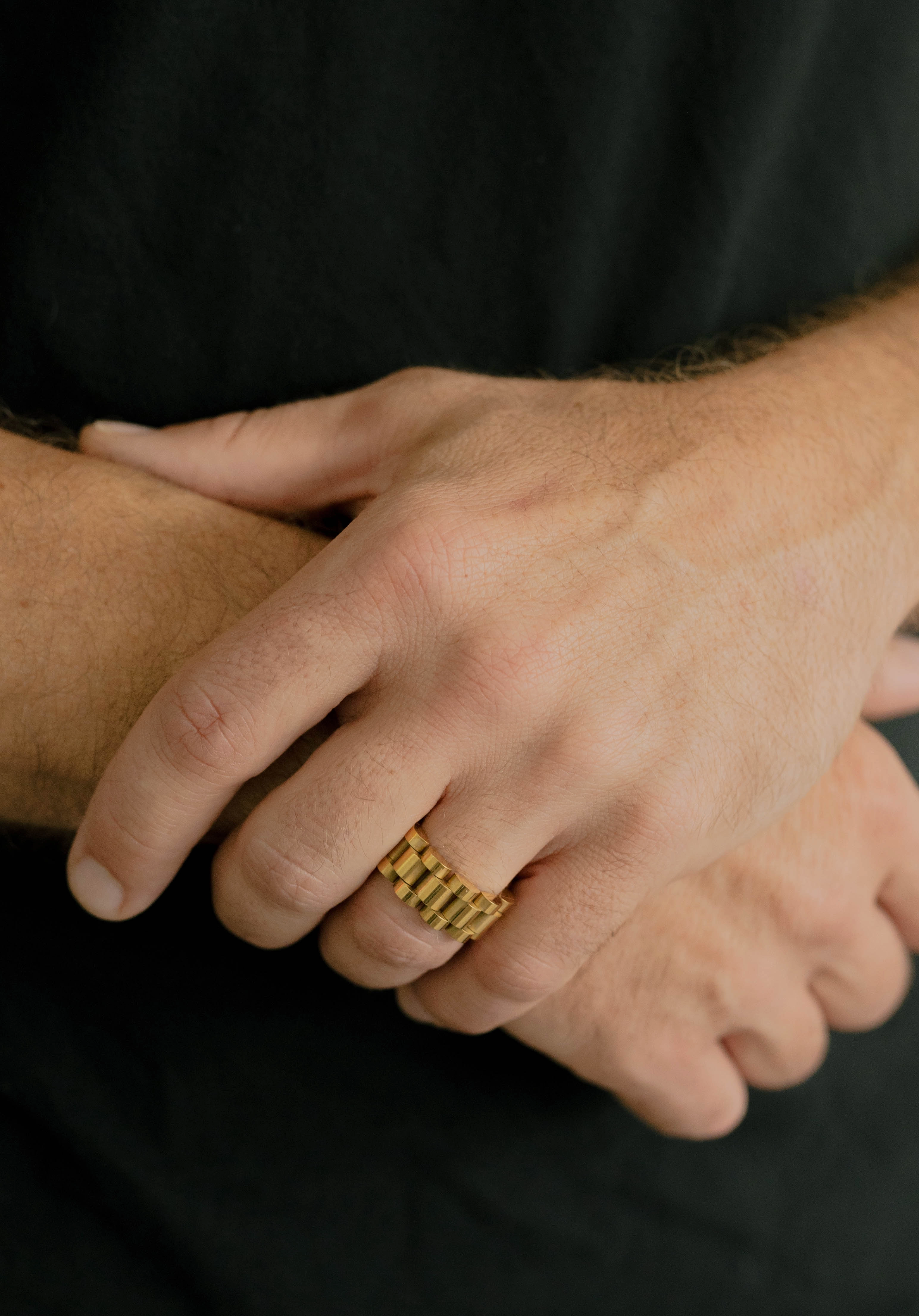 Trendy Edge Casual Glow Watch Link Ring ?C Gold