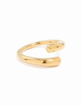 Glamorous Sparkle Waterproof Gold Plated Stainless Steel Swirl Wrap Ring