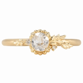 Elegant Sign Excellent Decoration Wood Nymph Daphne Cherie Engagement Ring - 18K Yellow Gold, .33 ctw Antique Old Mine Cut Diamond   Diamond Accents (.02 ctw)