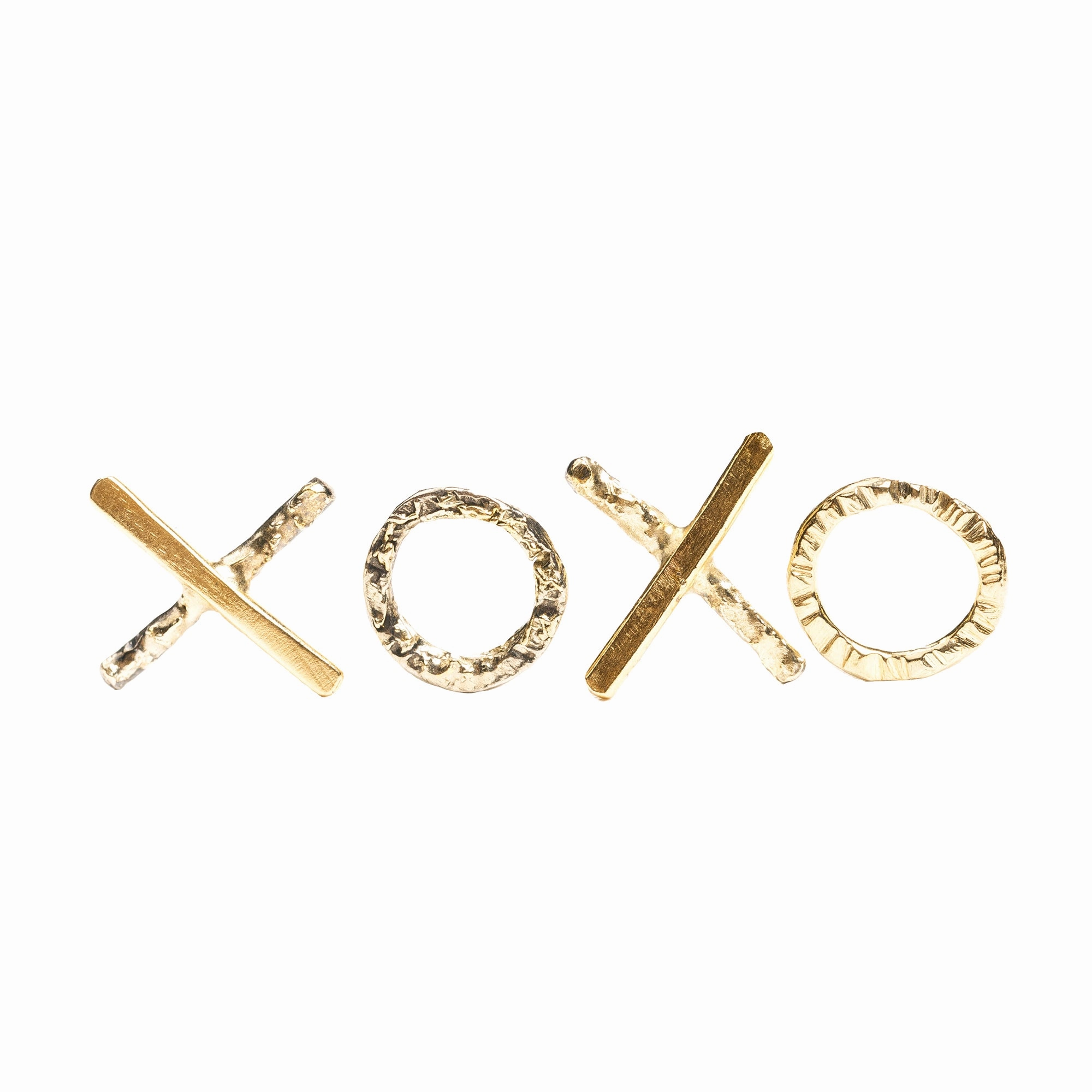 Graceful Charm Daily Accessories X-O Studs - 22k/18k Gold   Oxidized Silver