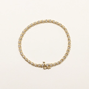 Tailored Mood Radiant Style Yellow Gold Diamond Swirl Tennis Bracelet | 0.44ctw | 7"